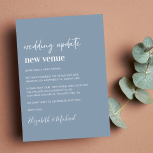 Faire-part Changement de plan Nouveau lieu Dusty Blue Mariage
