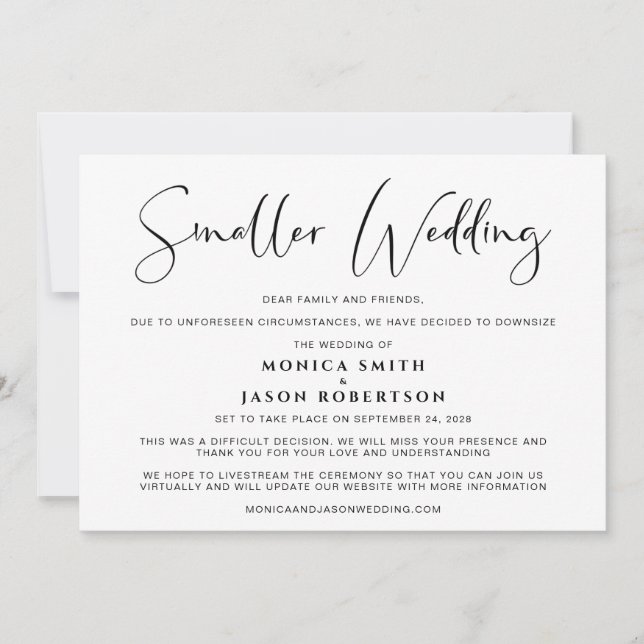 Faire-part Changement de plan pour les petits Mariages de tai (Devant)