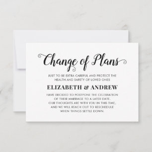 Faire-part Changement de plan Reporté Mariage Script moderne