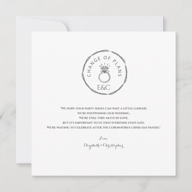 Faire-part Changement De Plan Reporté Monogramme Moderne (Devant)