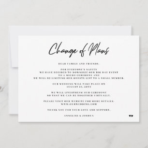 Faire-part Changement de plans élégant minimalisme mariage ré