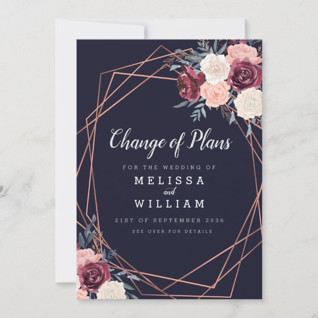 Faire-part Changement de plans Mariage moderne Bourgogne mari (Devant)
