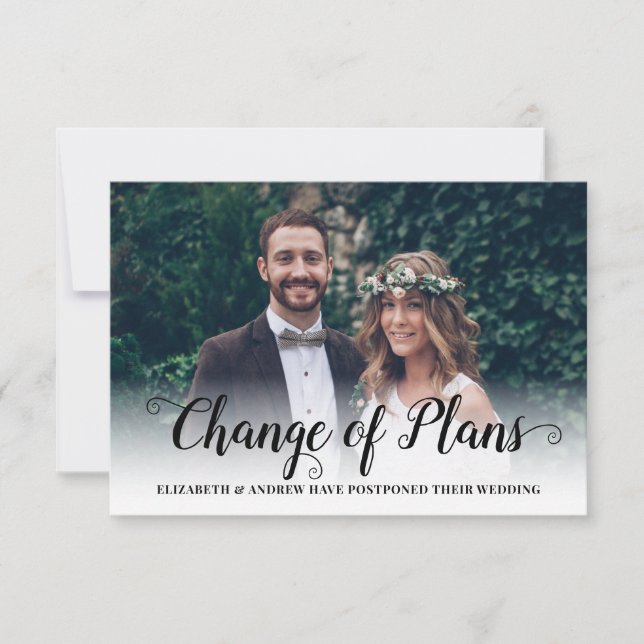 Faire-part Changement de plans Mariage reporté Photo moderne (Devant)