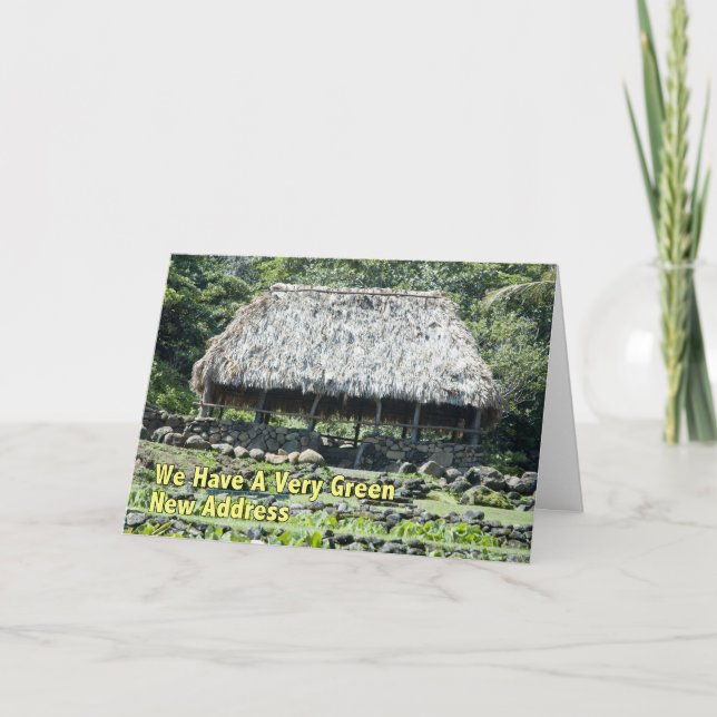 Faire-part Changer d'adresse amusant - Cabane polynésienne (Devant)