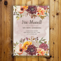 Changer d'adresse Automne Bourgogne Orange Floral