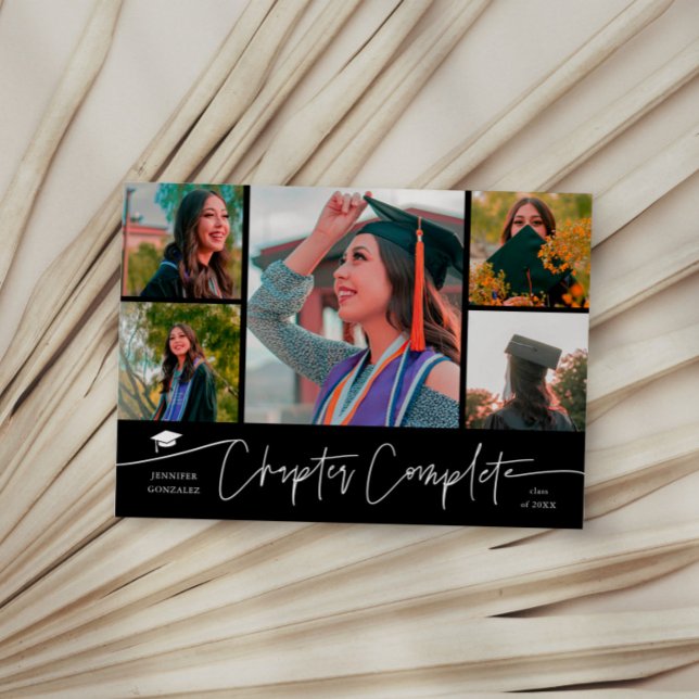 Faire-part Chapitre Terminé Noir Grad Multi Photo (Créateur téléchargé)