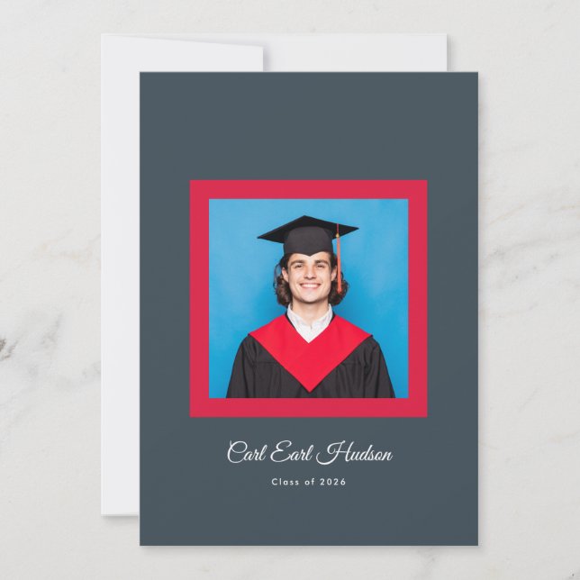 Faire-part Charcoal Gray Crimson White High School Photo Grad (Devant)