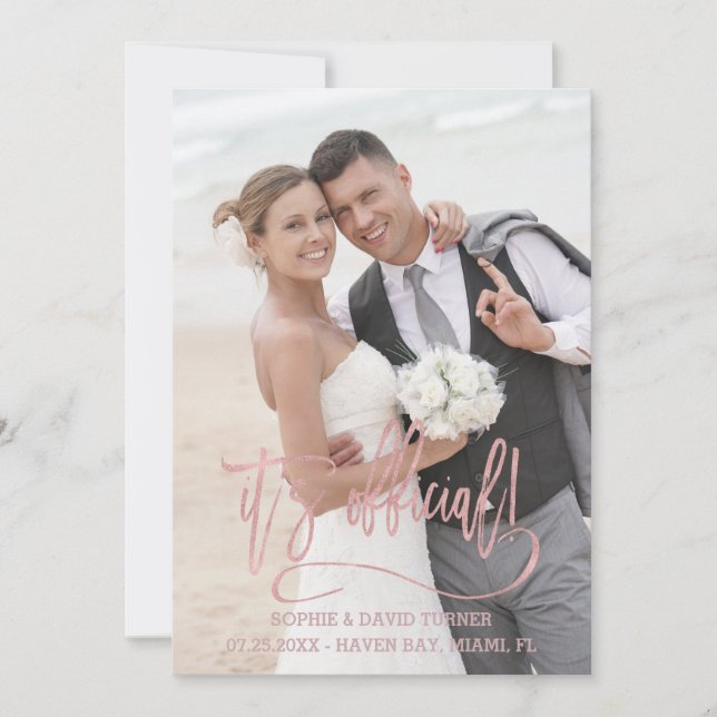 Faire-part Charm Rose Gold Calligraphie C'est le Mariage offi (Devant)