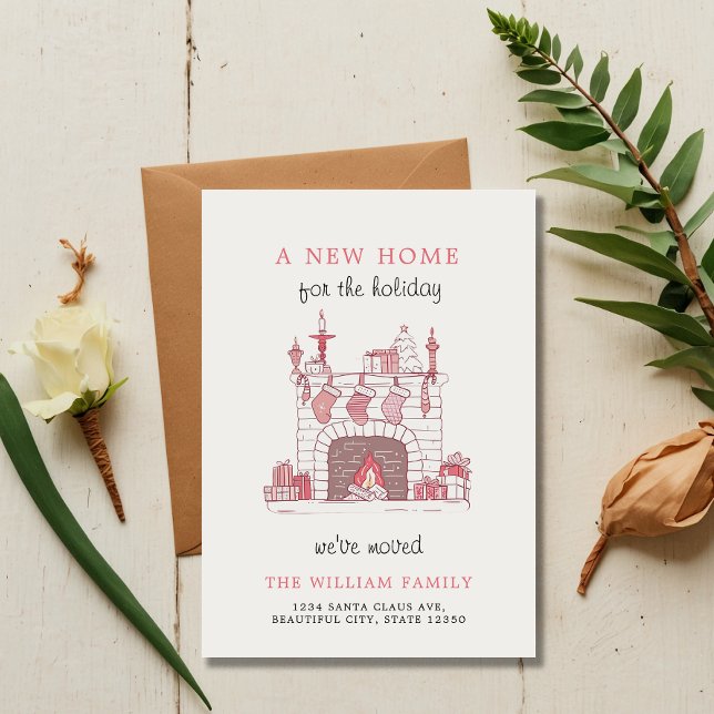 Faire-part Charme rose Les Bas de Noël Une nouvelle maison En (Créateur téléchargé)