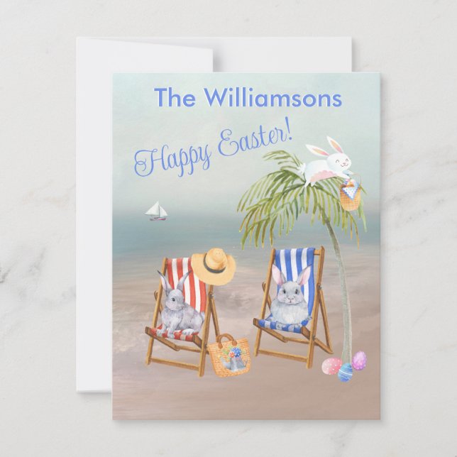 Faire-part Charming Beach Bunnies Fun Happy Easter Card (Devant)