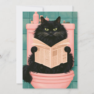 Faire-part Chat noir de salle de bain drôle
