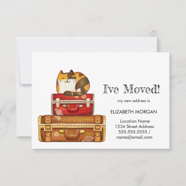 Faire-part Chat Sur Les Valises Que J'ai Déplacées (Devant)