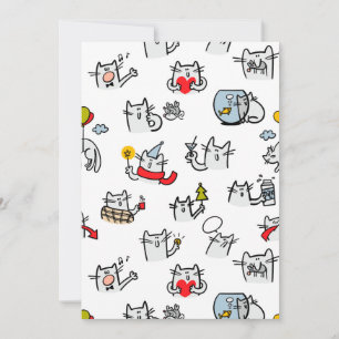 Faire-part Chats amusants, lait et magie.