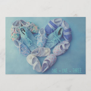 Faire-part chaussures bébé en forme de cœur annonce de grosse