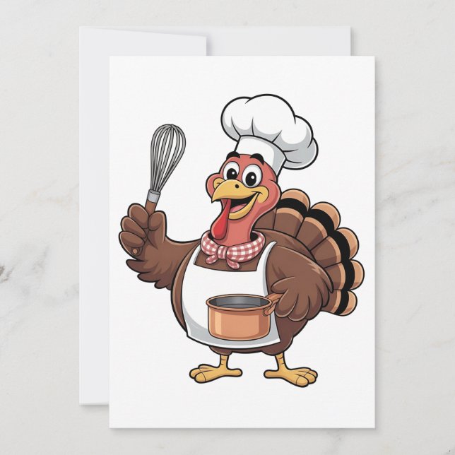 Faire-part Chef Turkey Thanksgiving Cook Gobbler (Devant)