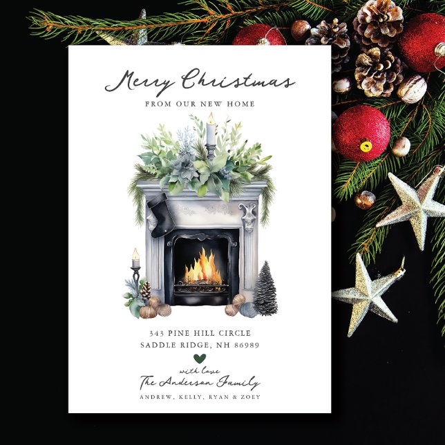 Faire-part Cheminée de coeur à feuillage persistant Déménagem (Créateur téléchargé)