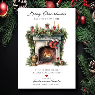 Faire-part Cheminée d'hiver confortable Déménagement