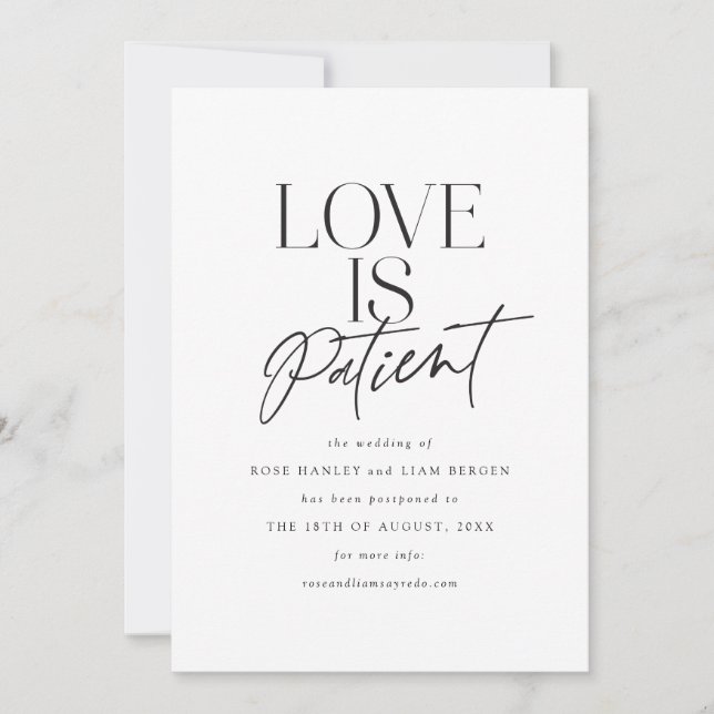 Faire-part Chéri de Script Mariage Reporté Changer la Date (Devant)