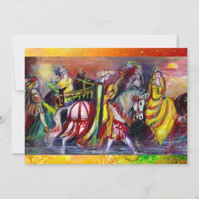 Faire-part CHEVAUX, MUSIQUE DANS LA NUIT, étincelles jaunes (Devant)