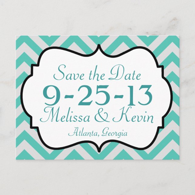 Faire-part Chevron Enregistrer la carte postale Date (Devant)