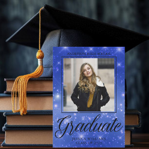Faire-part Chic Blue Sparkle Graduate Photo Graduate