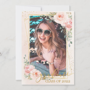 Faire-part Chic Blush Rose Floral Graduation Photos