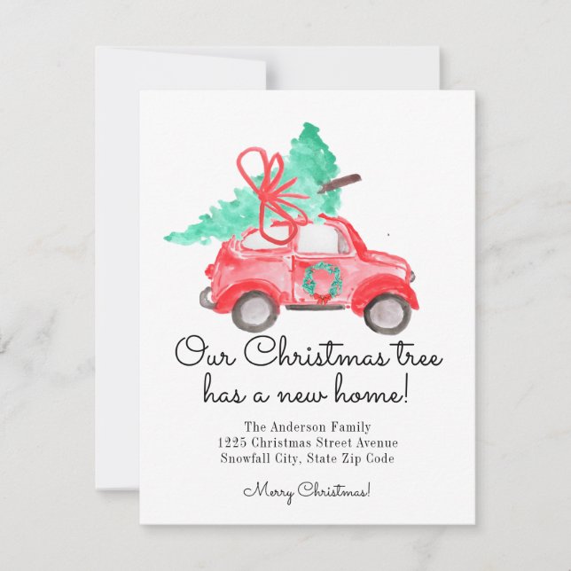 Faire-part Chic Christmas Tree New Home Voiture Amusement Scr (Devant)