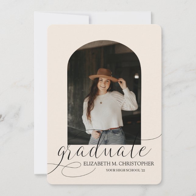 Faire-part Chic Cream Arch 5 Photo Collage Graduation (Devant)