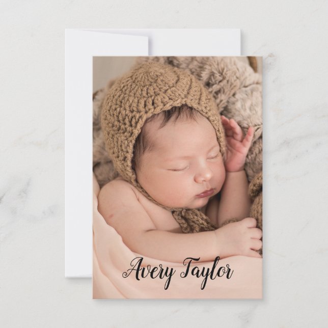 Faire-part Chic Custom Baby Photo Name Script Birth (Devant)