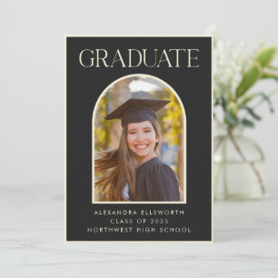 Faire-part Chic Elegant Photo Moderne Black Arch Graduation