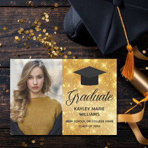 Faire-part Chic Gold Sparkle Graduate Photo 2025 Graduation