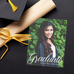 Faire-part Chic Graduate White Typography Overlay 2025 Photo