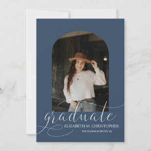 Faire-part Chic Navy Blue Arch 5 Photo Collage Graduation