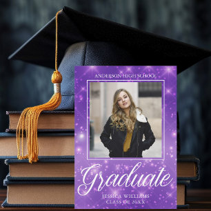 Faire-part Chic Purple Sparkle Graduate Photo 2025 Graduation