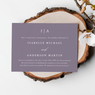 Faire-part Chic Smoky Purple Monogramme Mariage Postponton