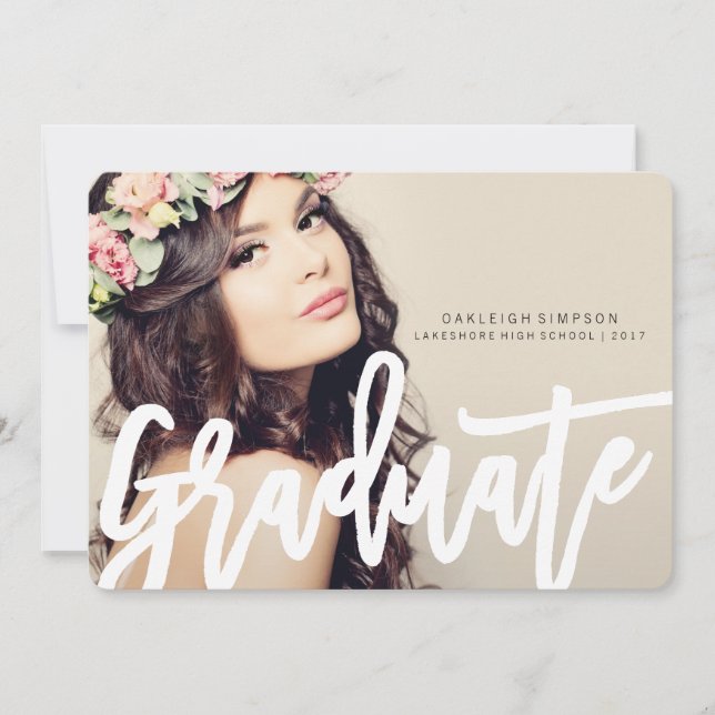 Faire-part Chic Typographie Graduation Annouement (Devant)