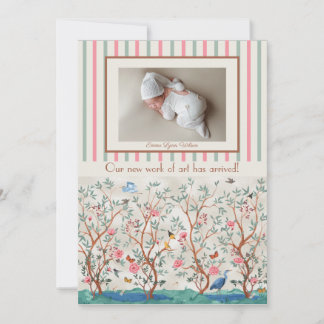 Faire-part Chinoiserie Papier Peint Nursery Fleurs et Cadre P