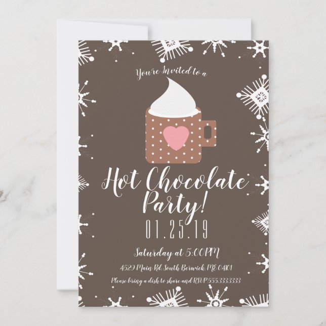 Faire-part Chocolat chaud froid en hiver Camion feu de camp (Devant)