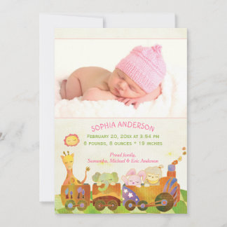 Faire-part Choo Choo Train Bébé Fille Photo Naissance
