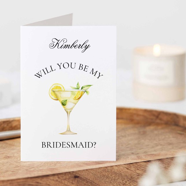 Faire-part Citron Cocktail Serez-vous ma proposition de Bride (Lemon Cocktail - Will you be my Bridesmaid Card)