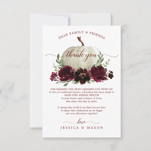 Faire-part Citrouille Bourgogne en remplacement de Favors Car (Devant)