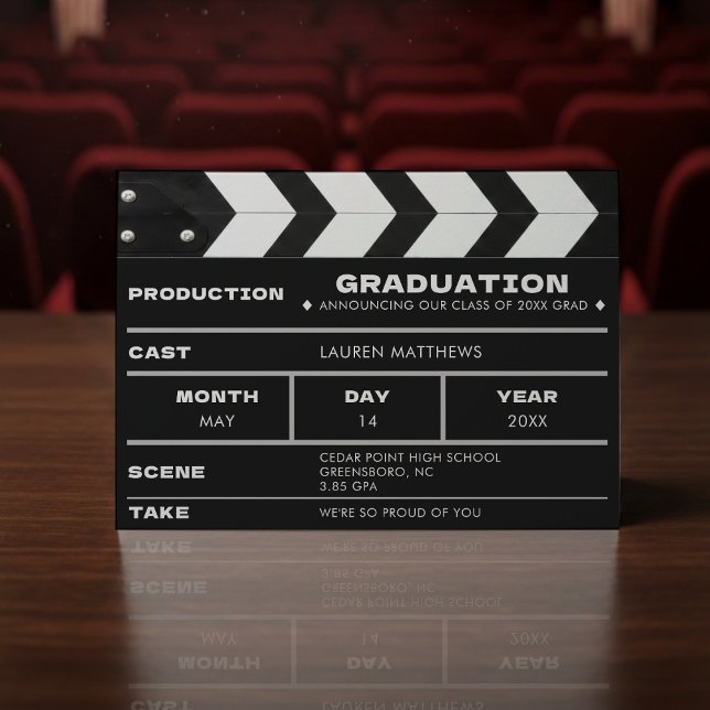 Faire-part Clap de cinéma de fin d'études (Créateur téléchargé)