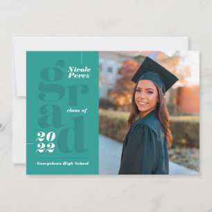 Faire-part  Classe 2022 Typographie moderne Green Photo Gradu