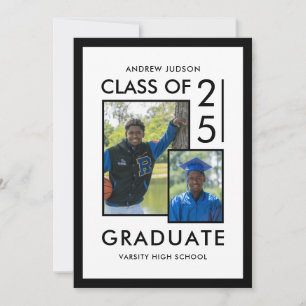 Faire-part Classe Blanche Moderne De 25 Diplôme Photo