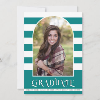 Faire-part Classe bleue turquoise de 2023 Arch photo graduati
