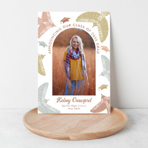 Faire-part Classe Boho des oiseaux en flammes de 2024 Graduat