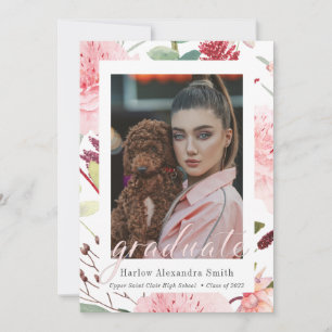 Faire-part Classe de 2022 Blush Floral 2 Photo Graduation