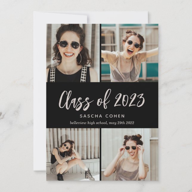 Faire-part Classe de 2022 Photo Collage Graduation personnali (Devant)