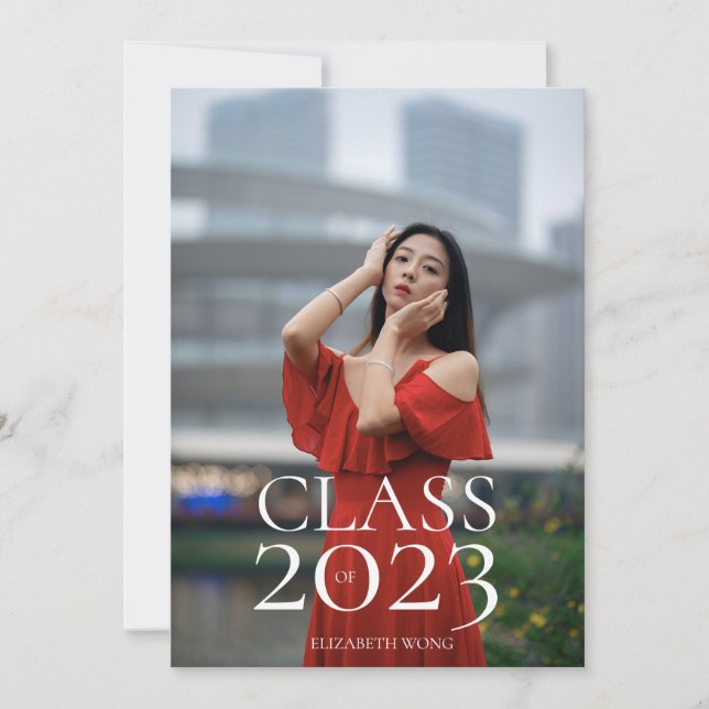 Faire-part Classe de 2022 Photo texte personnalisé Graduation (Devant)