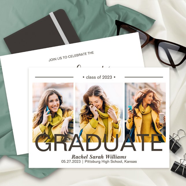 Faire-part Classe de 2023 Graduation Party 3 Photos (Créateur téléchargé)